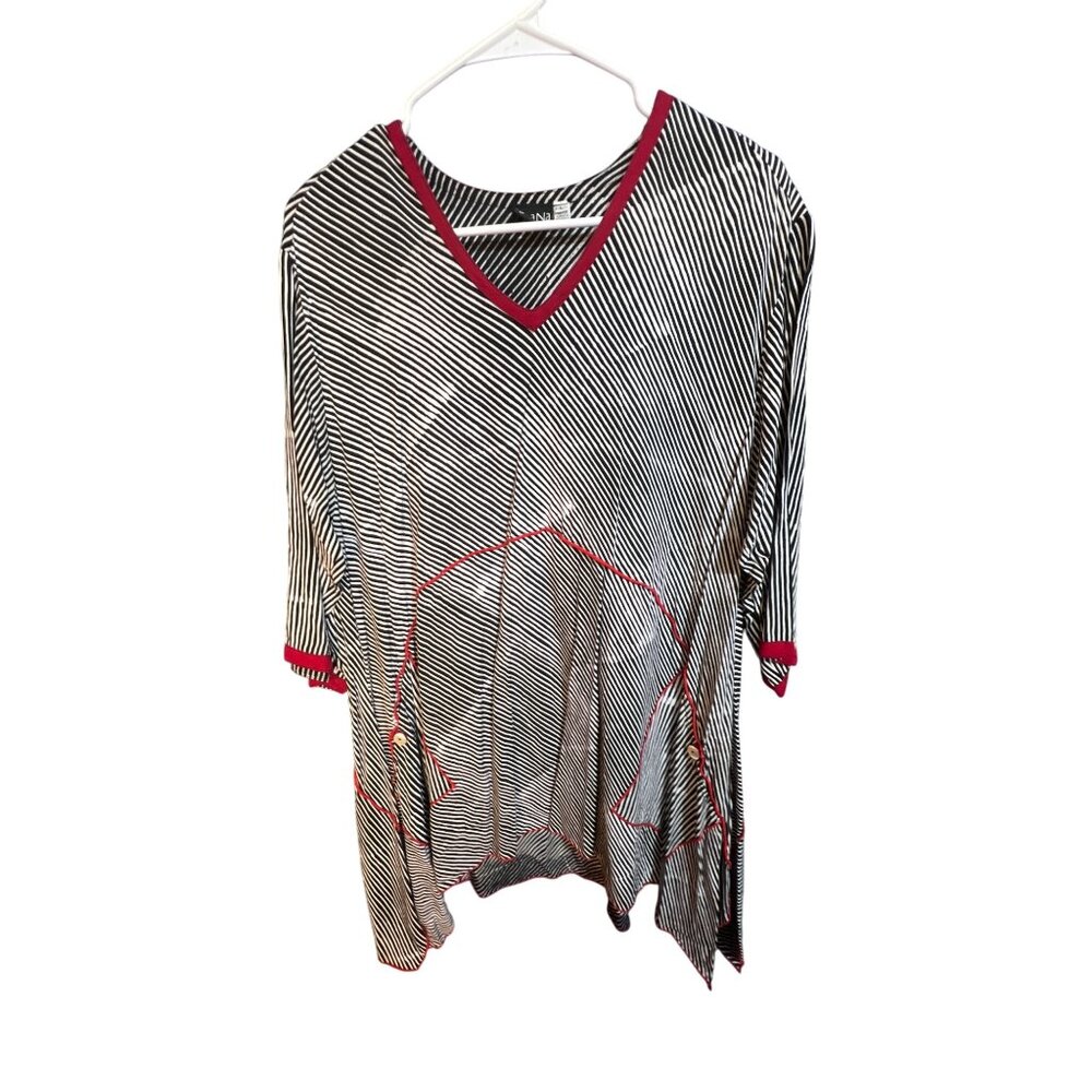Iguana Womens Black & White Striped Rayon Top Size‎ L